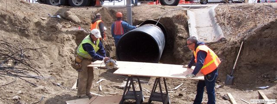 Pipe advancing into culvert